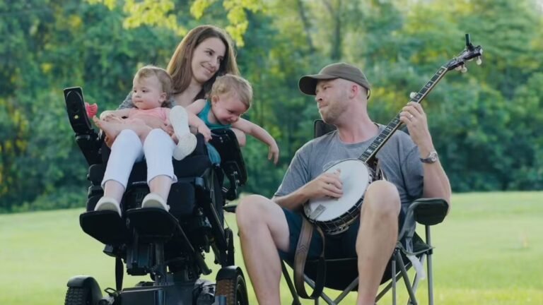 Dani Izzie pictured with her husband and their twins.